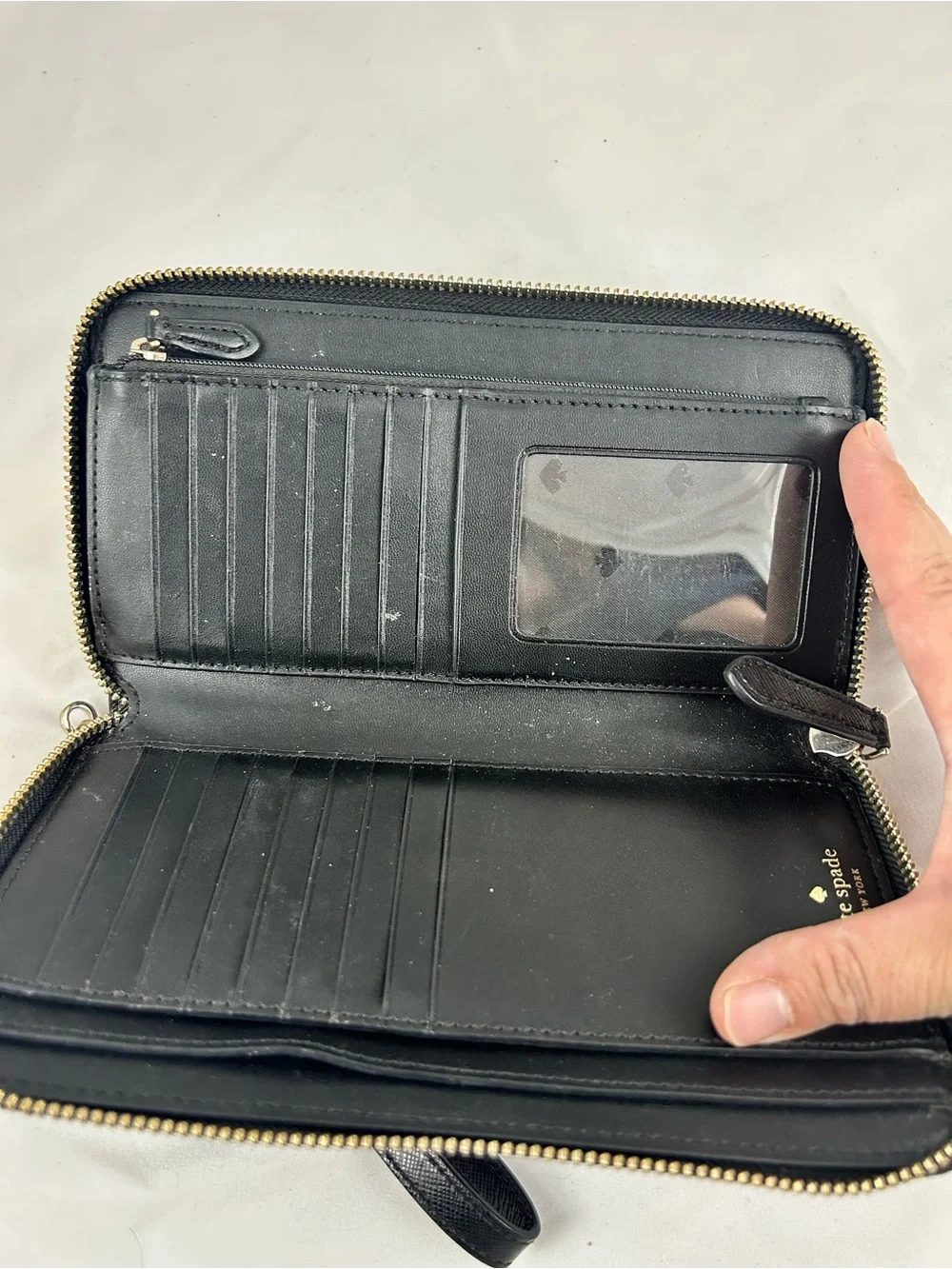 kate spade Black Saffiano Leather Wristlet Clutch